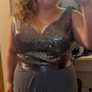 Alexia Gray/Metallic Size 22 Bridesmaid Dress